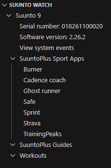 SuuntoWatch Editor views